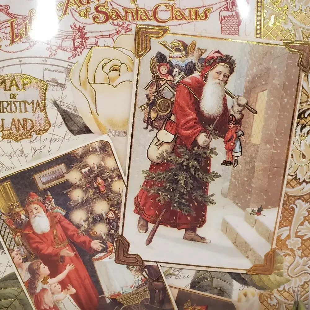 Vintage Santa Claus Christmas Cards Victorian Punch Studio Cards Gold Accents
